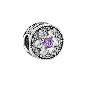 925 Sterling Silver Purple Flower Charm